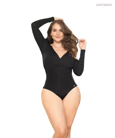 Body de compresión suave y control en abdomen y espalda — Negro