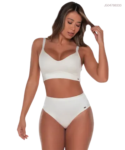 Brasier tipo top con soporte de busto con realce redondeado y compresión en su base — Blanco