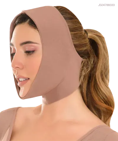 Mentonera postquirúrgica de alta compresión para rostro y cuello — Cocoa