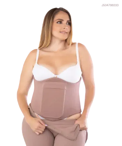 Faja postquirúrgica abdominal con espuma y soporte ajustable — Cocoa