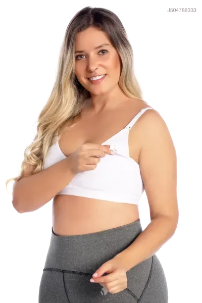 Brasier materno tipo top para embarazo y lactancia con broche removible — Blanco
